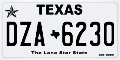 TX license plate DZA6230