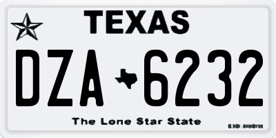 TX license plate DZA6232