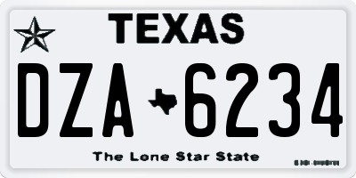 TX license plate DZA6234