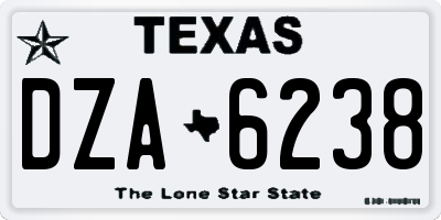 TX license plate DZA6238
