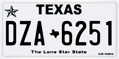 TX license plate DZA6251