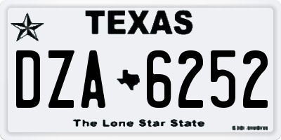 TX license plate DZA6252