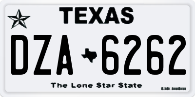 TX license plate DZA6262