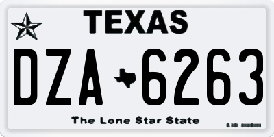 TX license plate DZA6263
