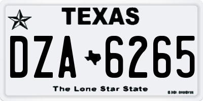 TX license plate DZA6265