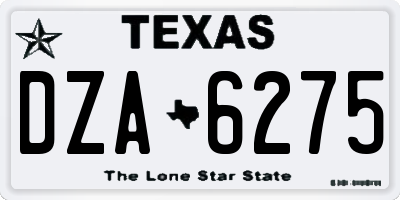 TX license plate DZA6275