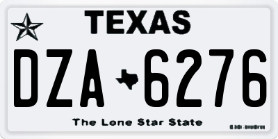 TX license plate DZA6276