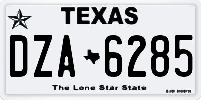 TX license plate DZA6285