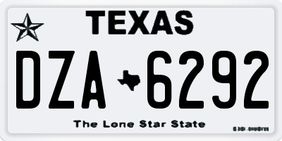 TX license plate DZA6292