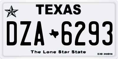 TX license plate DZA6293