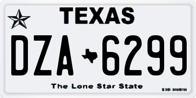 TX license plate DZA6299