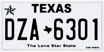 TX license plate DZA6301