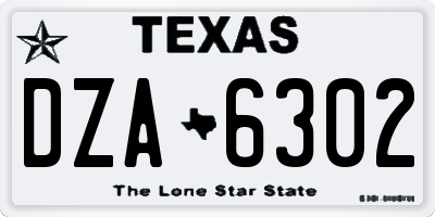 TX license plate DZA6302
