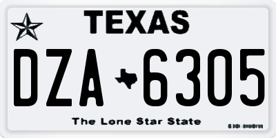 TX license plate DZA6305