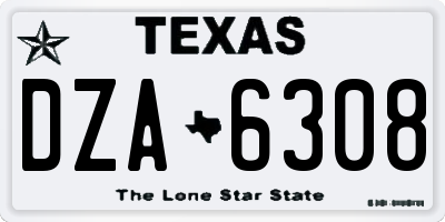 TX license plate DZA6308