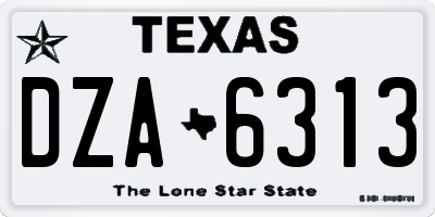 TX license plate DZA6313
