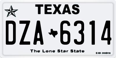 TX license plate DZA6314