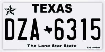 TX license plate DZA6315