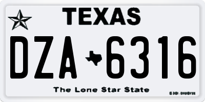 TX license plate DZA6316