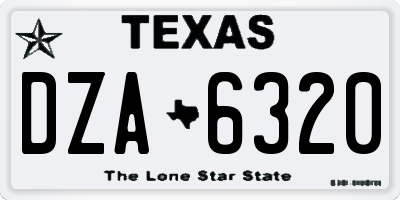 TX license plate DZA6320