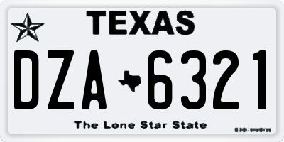 TX license plate DZA6321