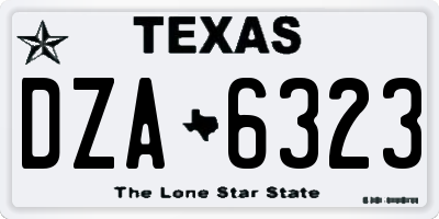 TX license plate DZA6323