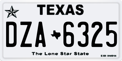 TX license plate DZA6325