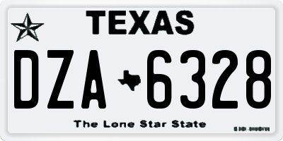 TX license plate DZA6328