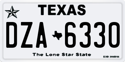 TX license plate DZA6330