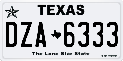 TX license plate DZA6333
