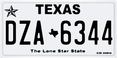 TX license plate DZA6344