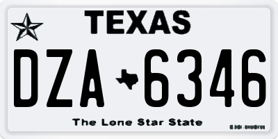 TX license plate DZA6346