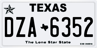 TX license plate DZA6352