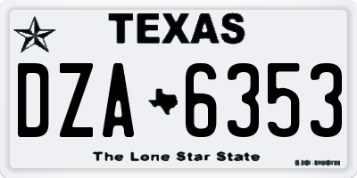 TX license plate DZA6353
