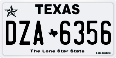 TX license plate DZA6356