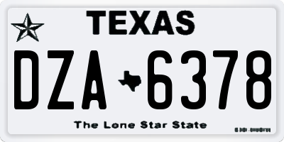 TX license plate DZA6378