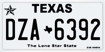 TX license plate DZA6392