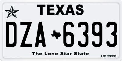 TX license plate DZA6393