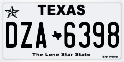 TX license plate DZA6398