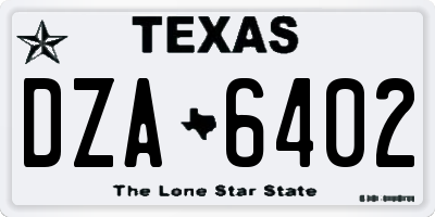 TX license plate DZA6402