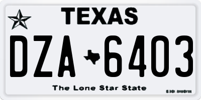 TX license plate DZA6403