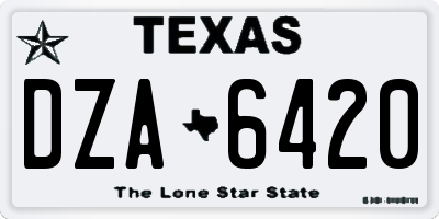 TX license plate DZA6420