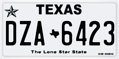 TX license plate DZA6423