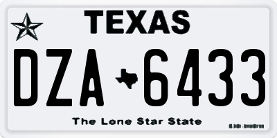 TX license plate DZA6433