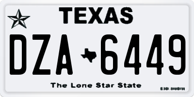 TX license plate DZA6449