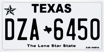 TX license plate DZA6450
