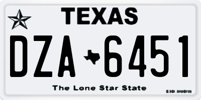 TX license plate DZA6451