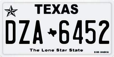 TX license plate DZA6452
