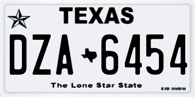 TX license plate DZA6454