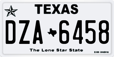 TX license plate DZA6458